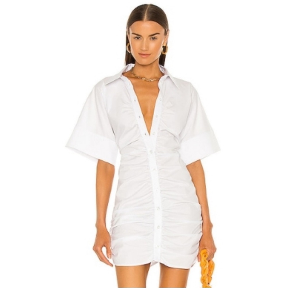 L'Academie White Button Down Shirt Dress